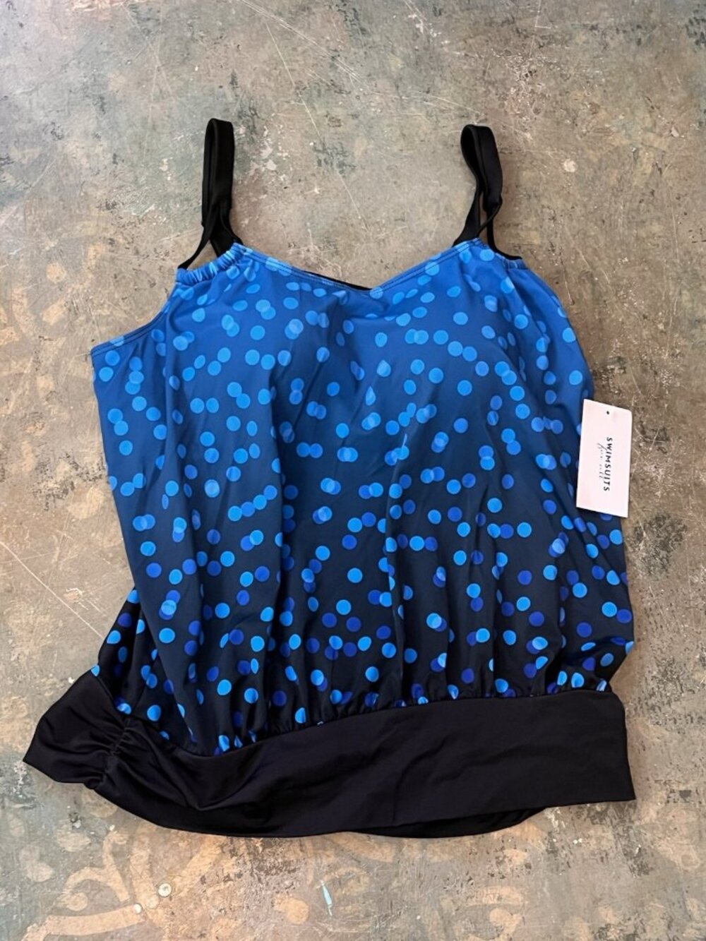 Swimsuits For All Tankini Top Blouson Blue Print Built In Bra Plus Sz 18